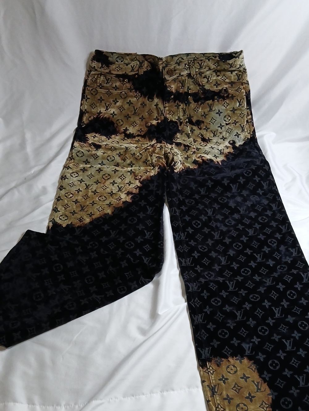 Louis Vuitton Two-Tone Monogram Jeans - Black & Gold